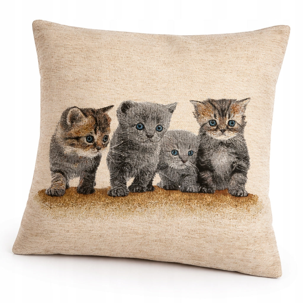 Poszewka Dekoracyjna Na Poduszkę Gobelinowa 42x42 cm Kotki