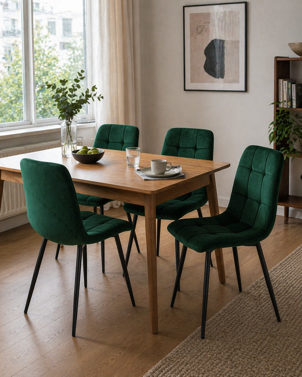 Krzesło welurowe GREEN BLACK VELVET ciemnozielone