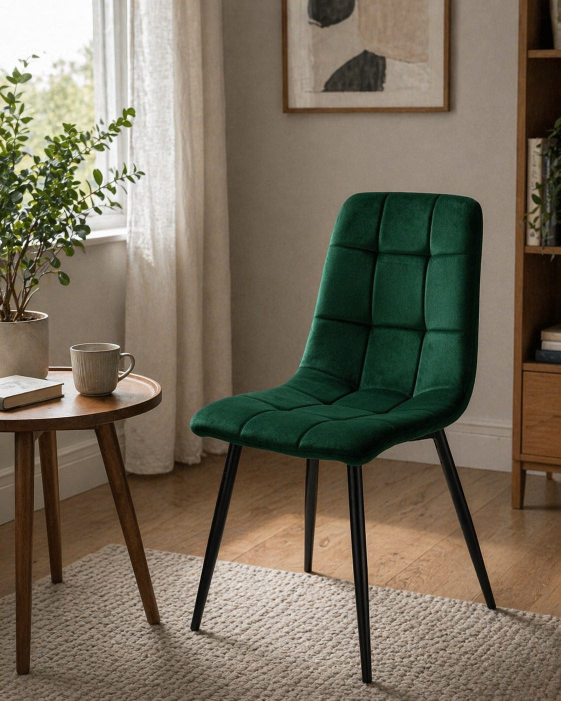 Krzesło welurowe GREEN BLACK VELVET ciemnozielone