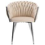 Krzesło welurowe plecione BEIGE CHROM VELVET beżowe