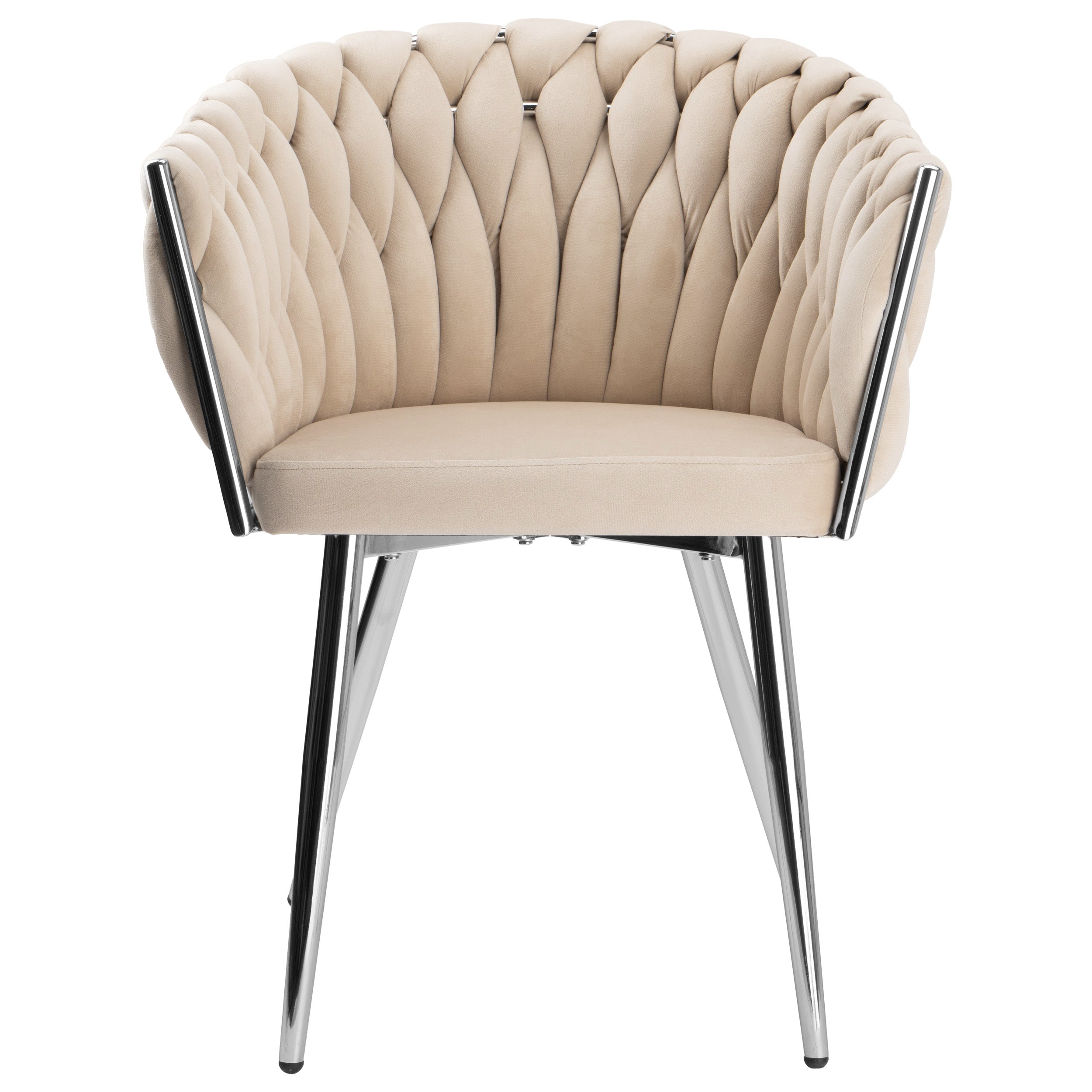 Krzesło welurowe plecione BEIGE CHROM VELVET beżowe