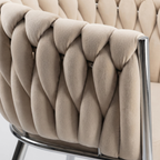 Krzesło welurowe plecione BEIGE CHROM VELVET beżowe