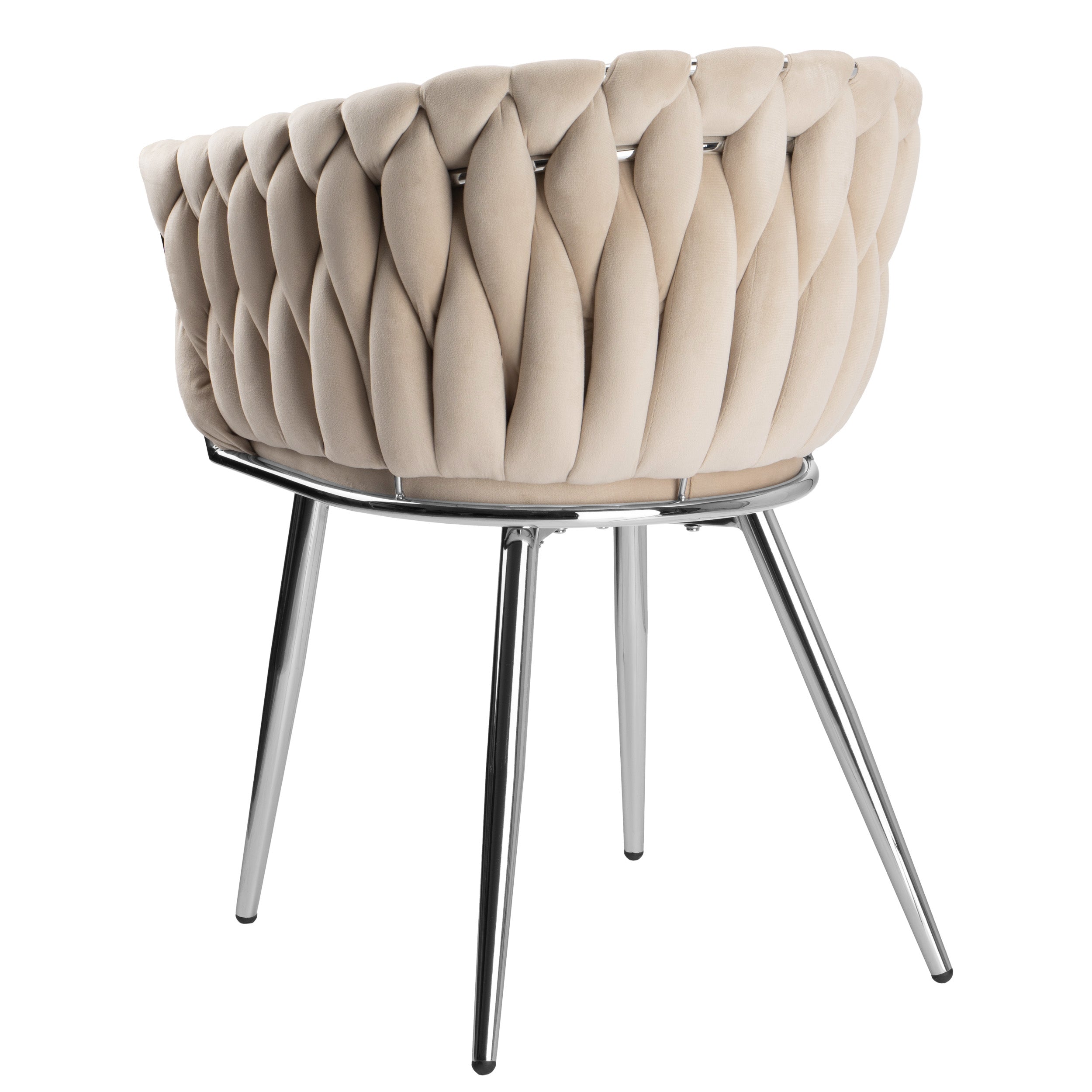Krzesło welurowe plecione BEIGE CHROM VELVET beżowe
