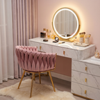 Krzesło welurowe plecione PINK GOLD VELVET różowe