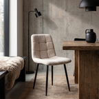 Krzesło boucle BEIGE BLACK TEDDY beżowe