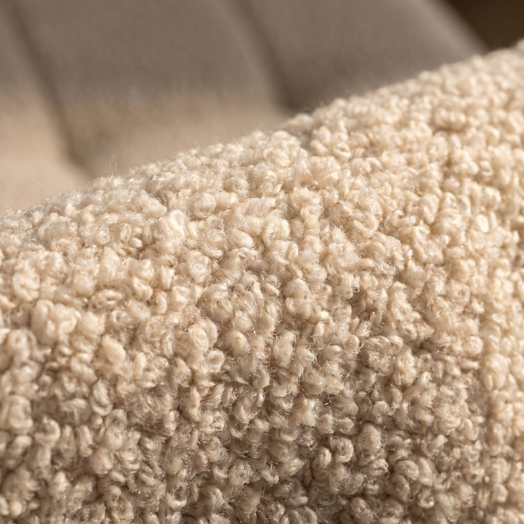 Krzesło boucle BEIGE BLACK TEDDY beżowe