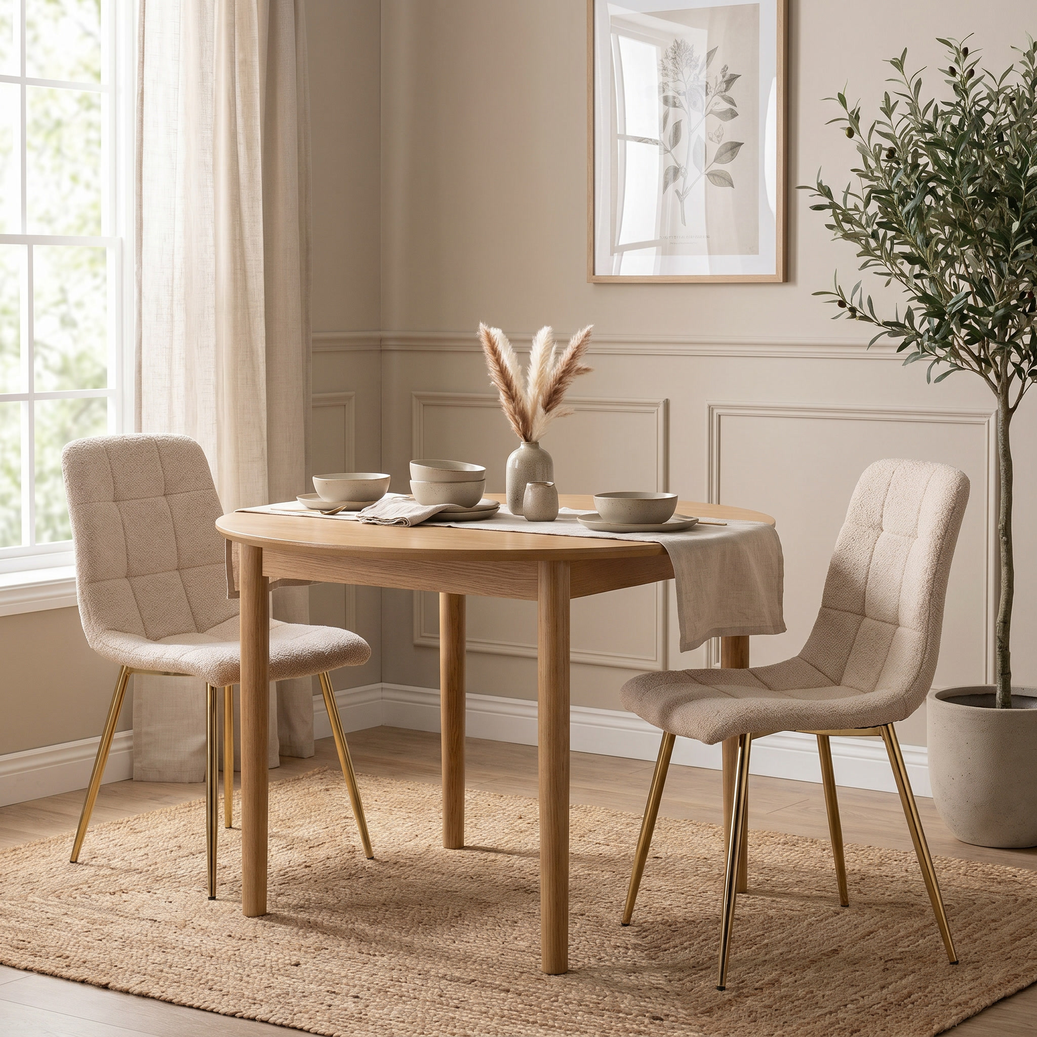 Krzesło boucle BEIGE GOLD TEDDY beżowe