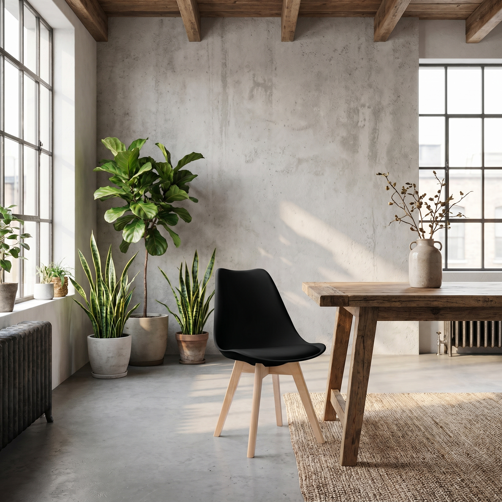 Krzesło loftowe skandi WOOD'n'BLACK czarne
