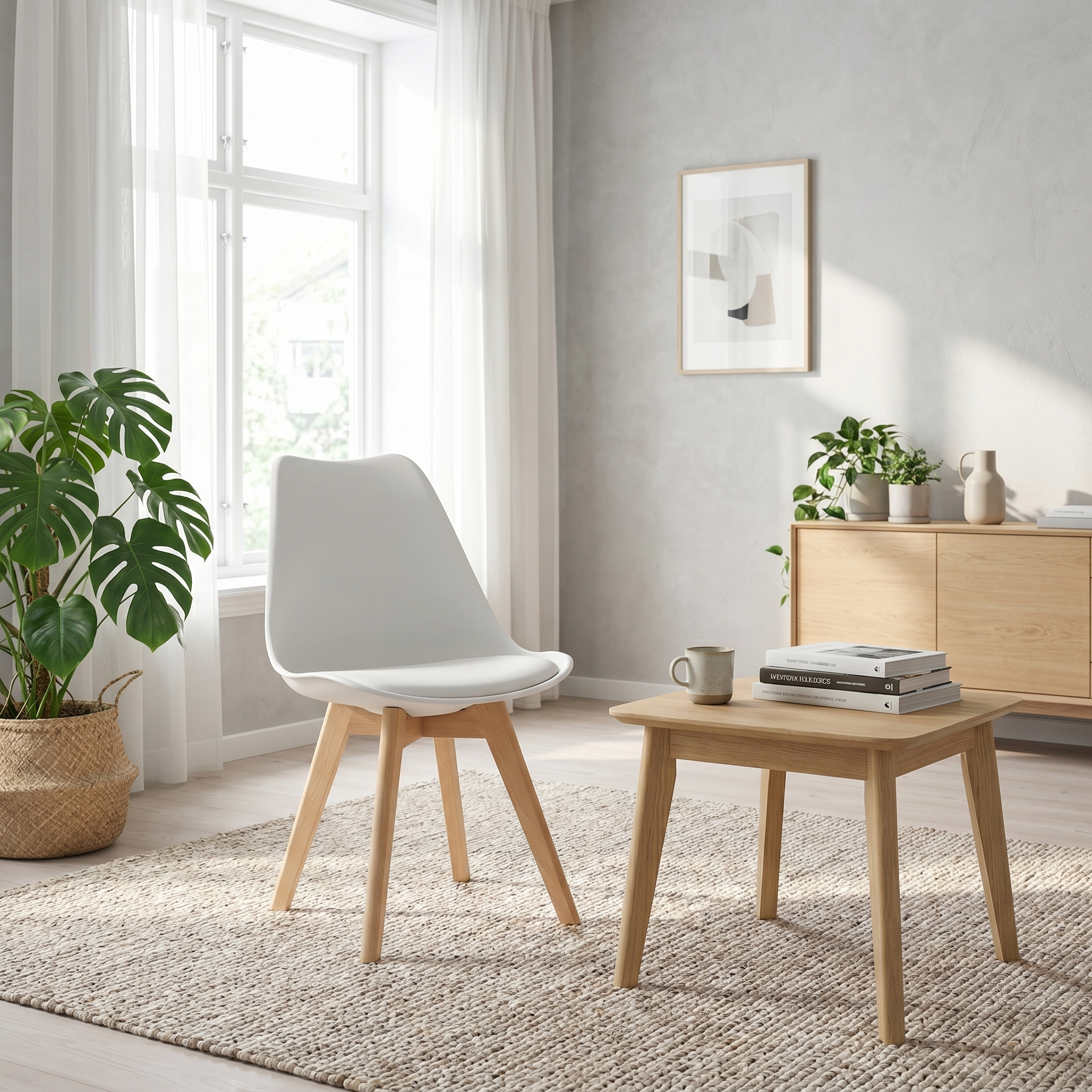 Krzesło loftowe skandi WOOD'n'WHITE białe