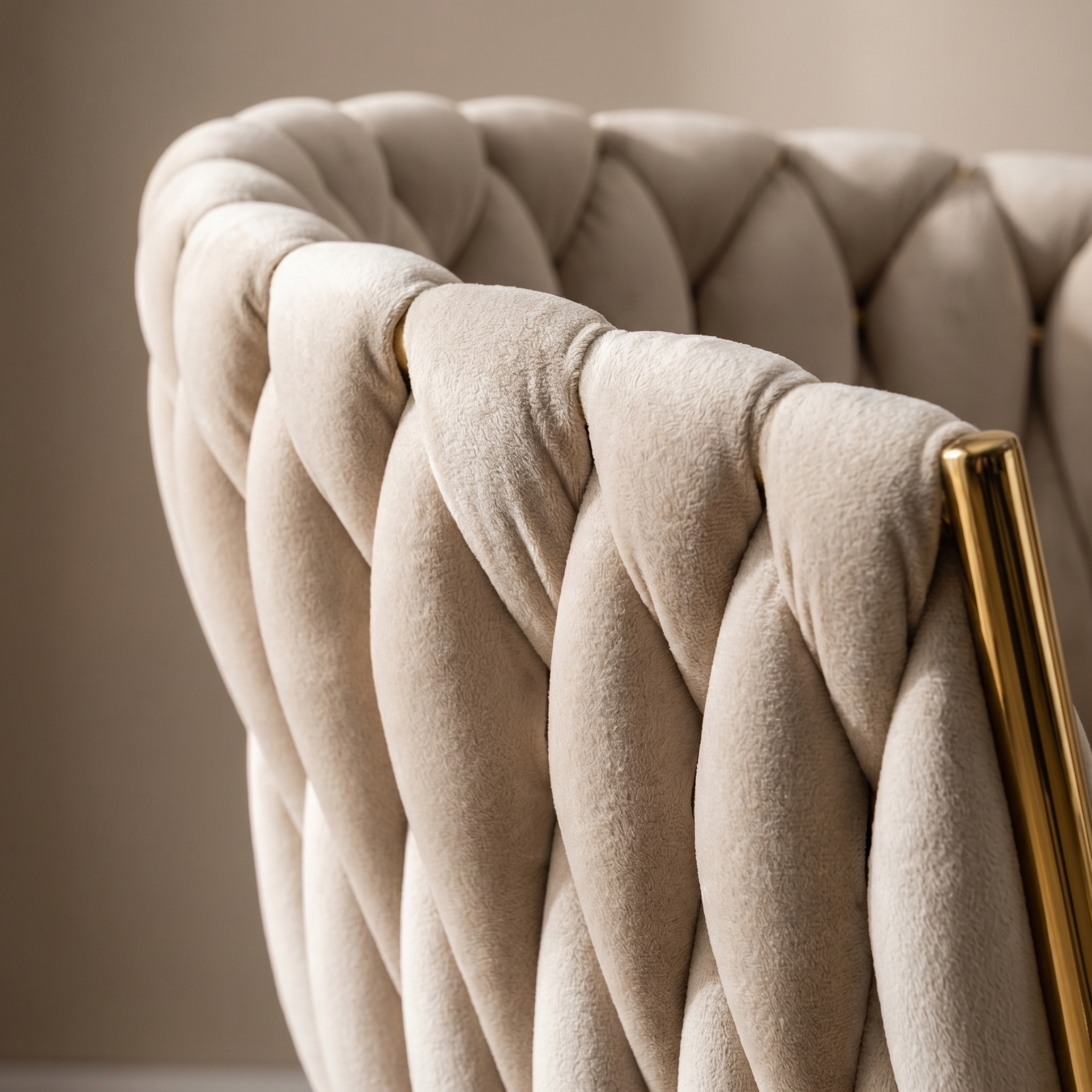 Krzesło welurowe plecione GOLD VELVET beżowe
