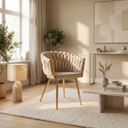 Krzesło welurowe plecione GOLD VELVET beżowe