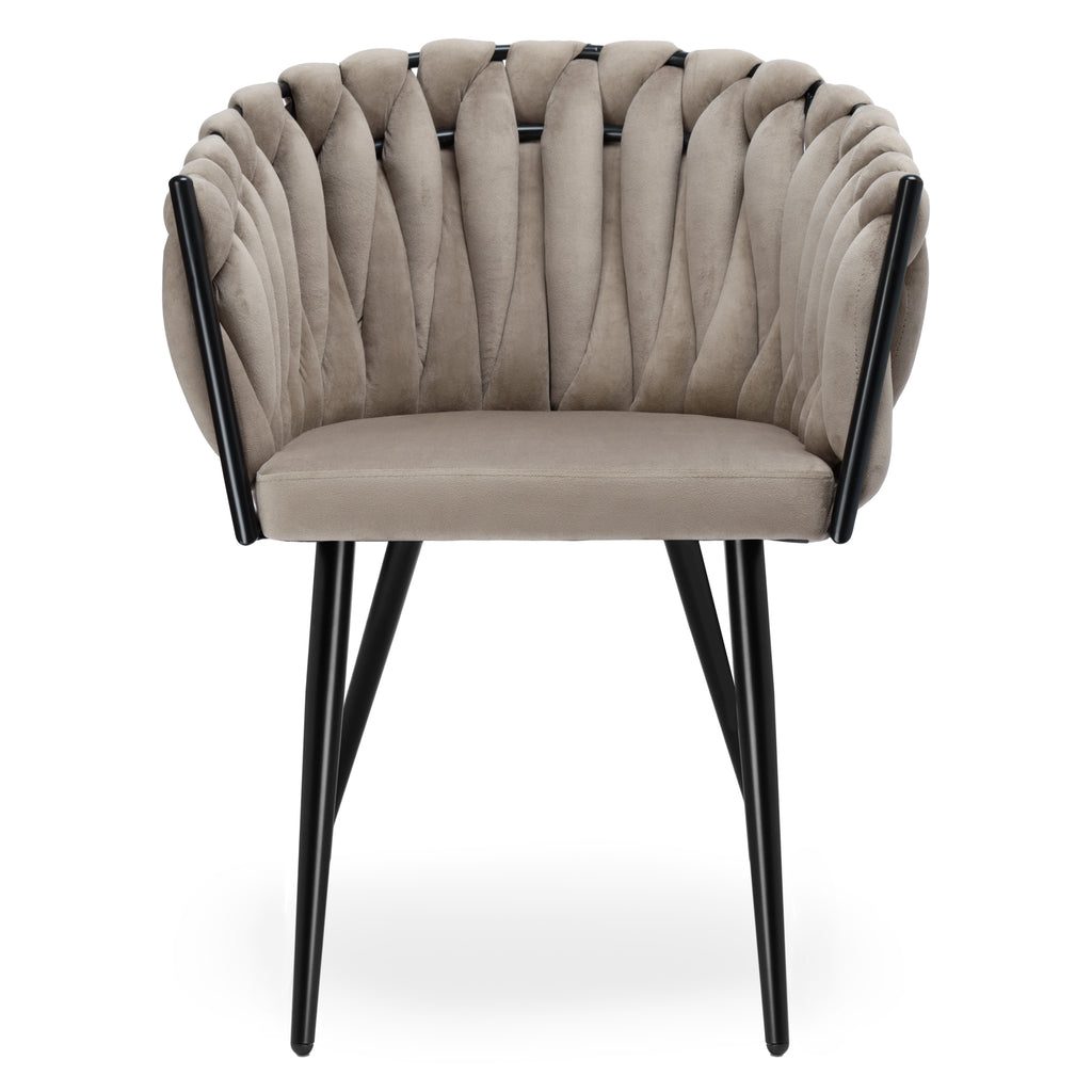 Krzesło welurowe plecione TAUPE VELVET beżowe