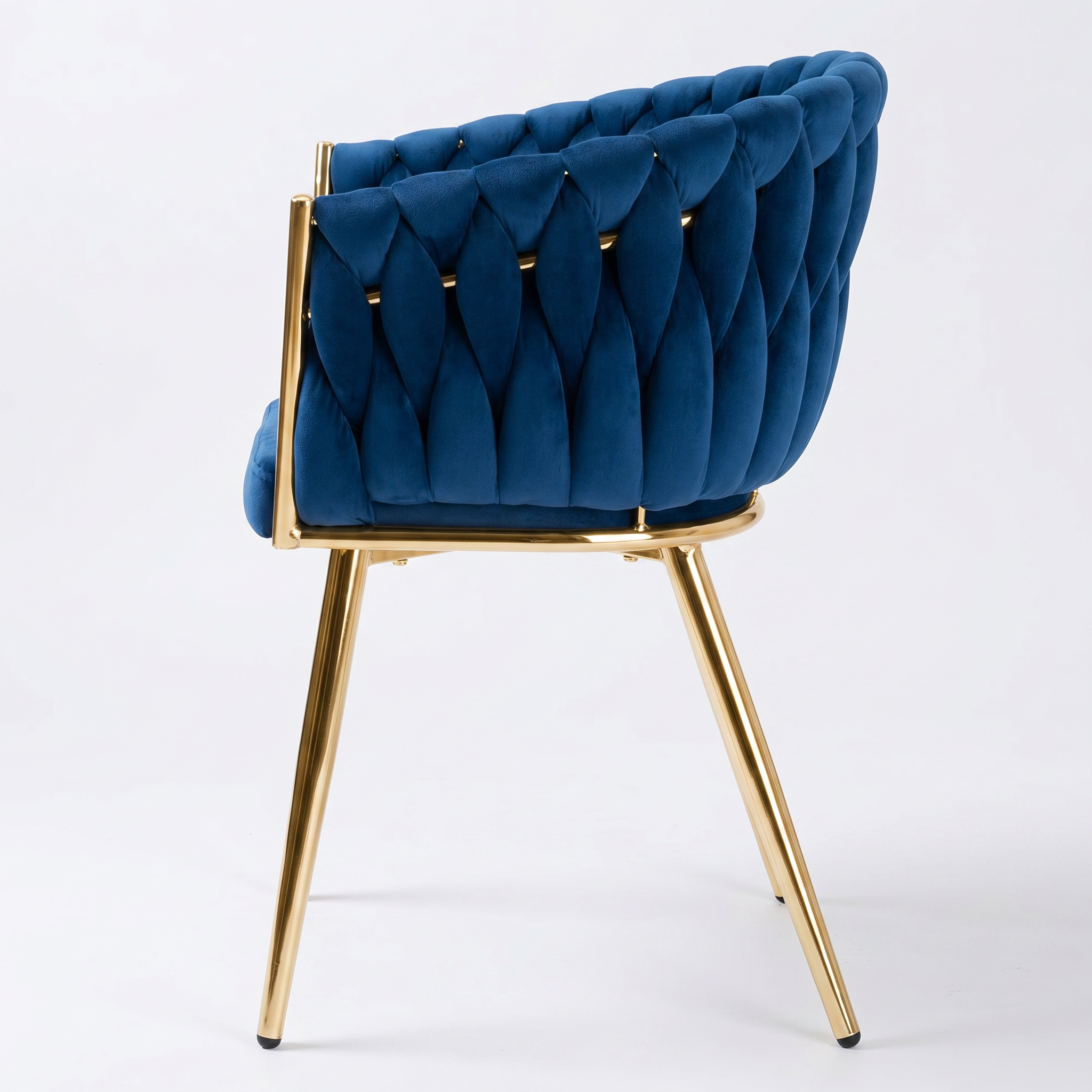 Krzesło welurowe plecione NAVY GOLD VELVET granatowe