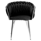 Krzesło welurowe plecione BLACK CHROM VELVET czarne