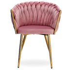 Krzesło welurowe plecione PINK GOLD VELVET różowe