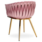 Krzesło welurowe plecione PINK GOLD VELVET różowe