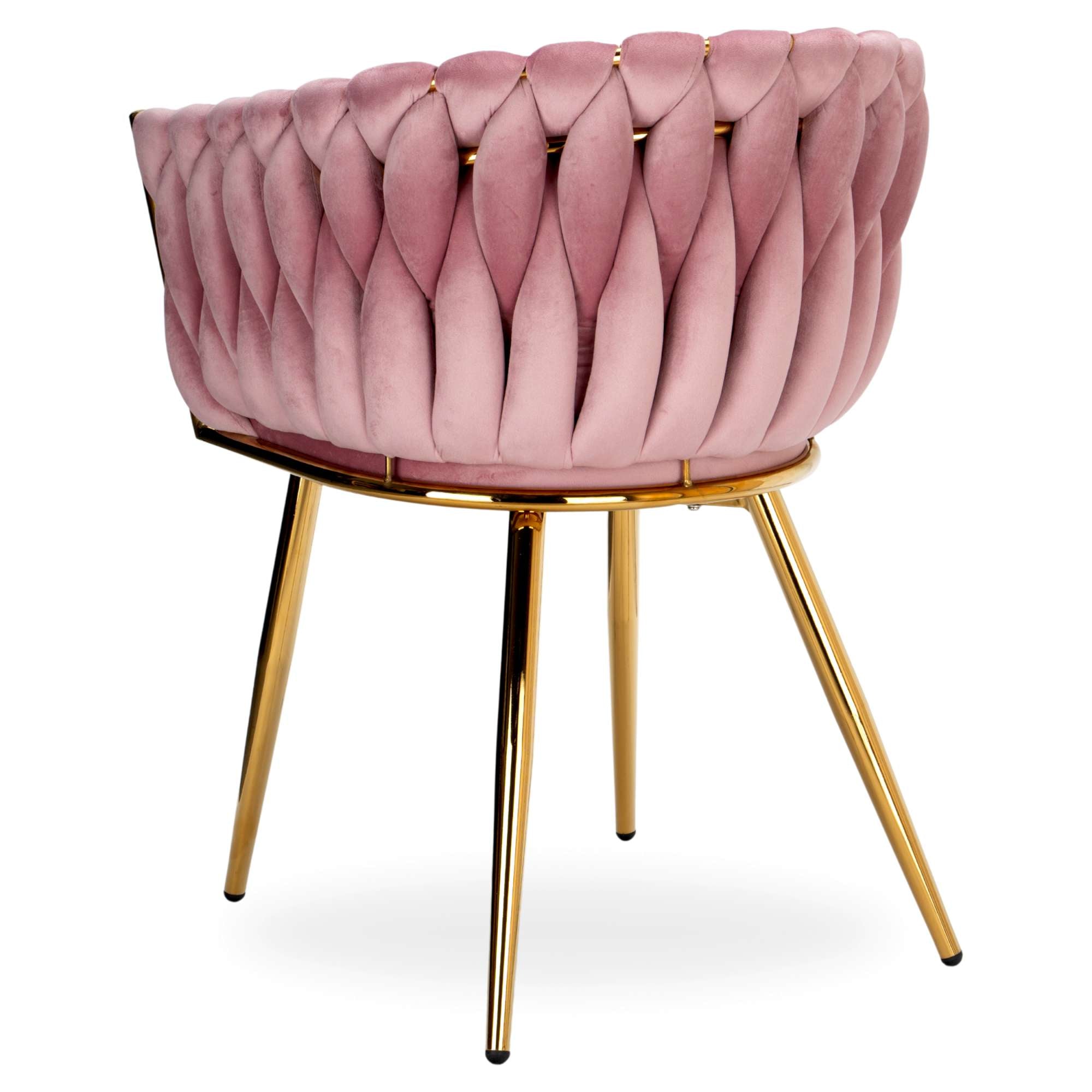 Krzesło welurowe plecione PINK GOLD VELVET różowe