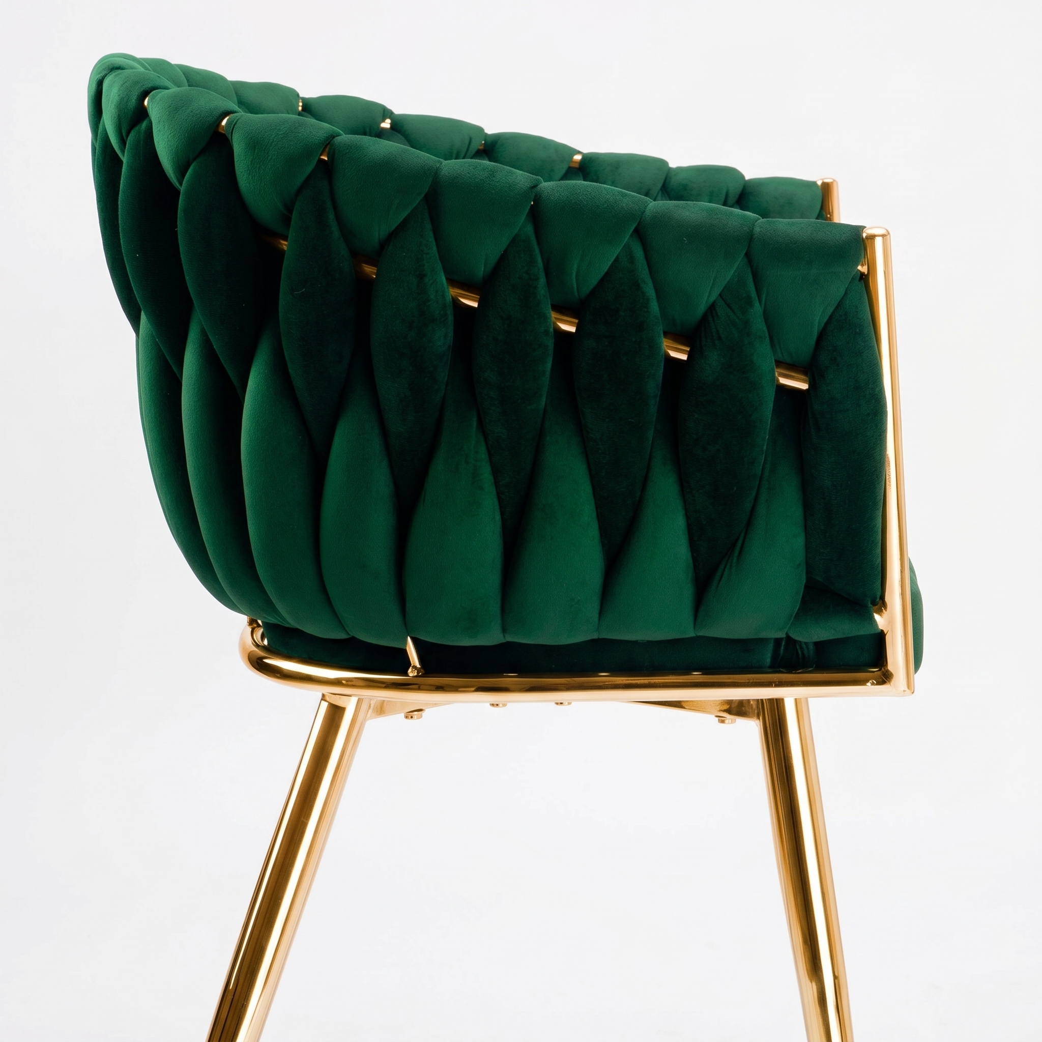 Krzesło welurowe plecione GREEN GOLD VELVET ciemnozielone