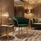 Krzesło welurowe plecione GREEN GOLD VELVET ciemnozielone