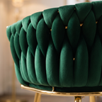 Krzesło welurowe plecione GREEN GOLD VELVET ciemnozielone
