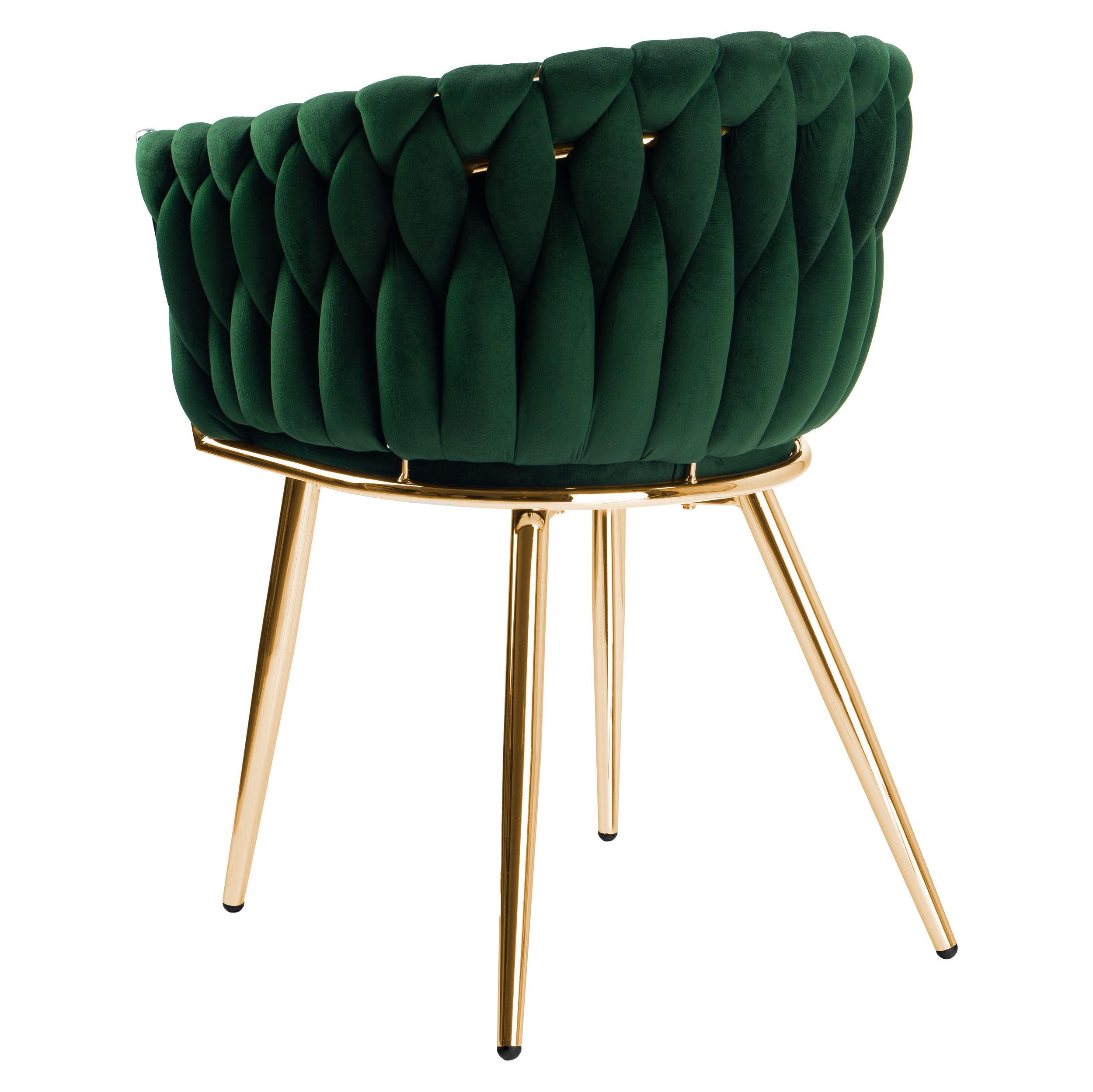 Krzesło welurowe plecione GREEN GOLD VELVET ciemnozielone
