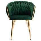 Krzesło welurowe plecione GREEN GOLD VELVET ciemnozielone