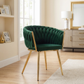 Krzesło welurowe plecione GREEN GOLD VELVET ciemnozielone
