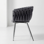 Krzesło welurowe plecione GRAY CHROM VELVET grafitowe