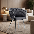 Krzesło welurowe plecione GRAY CHROM VELVET grafitowe