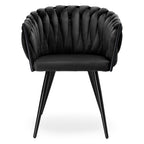 Krzesło welurowe plecione SO BLACK VELVET czarne