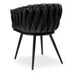 Krzesło welurowe plecione SO BLACK VELVET czarne