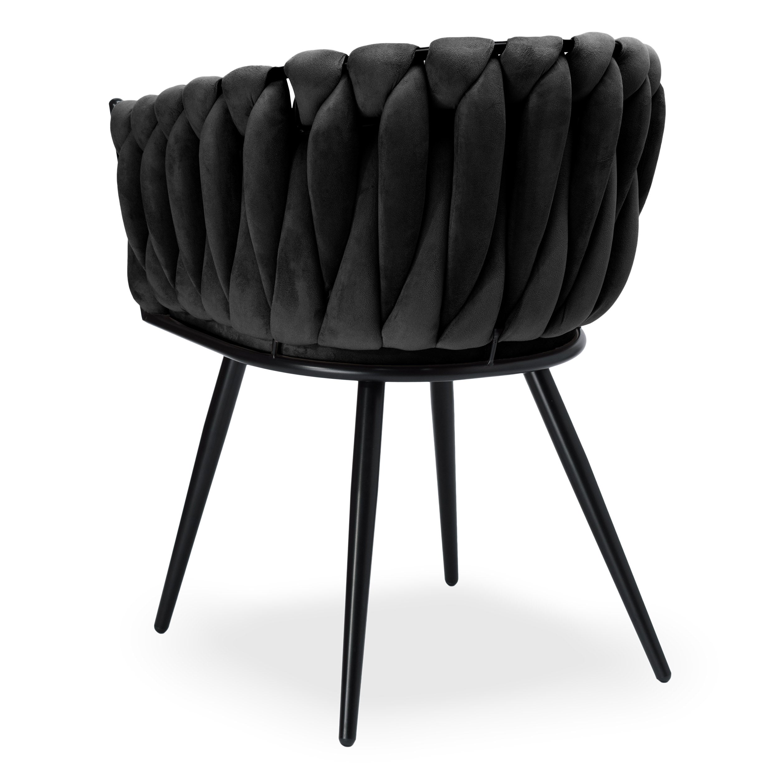 Krzesło welurowe plecione SO BLACK VELVET czarne