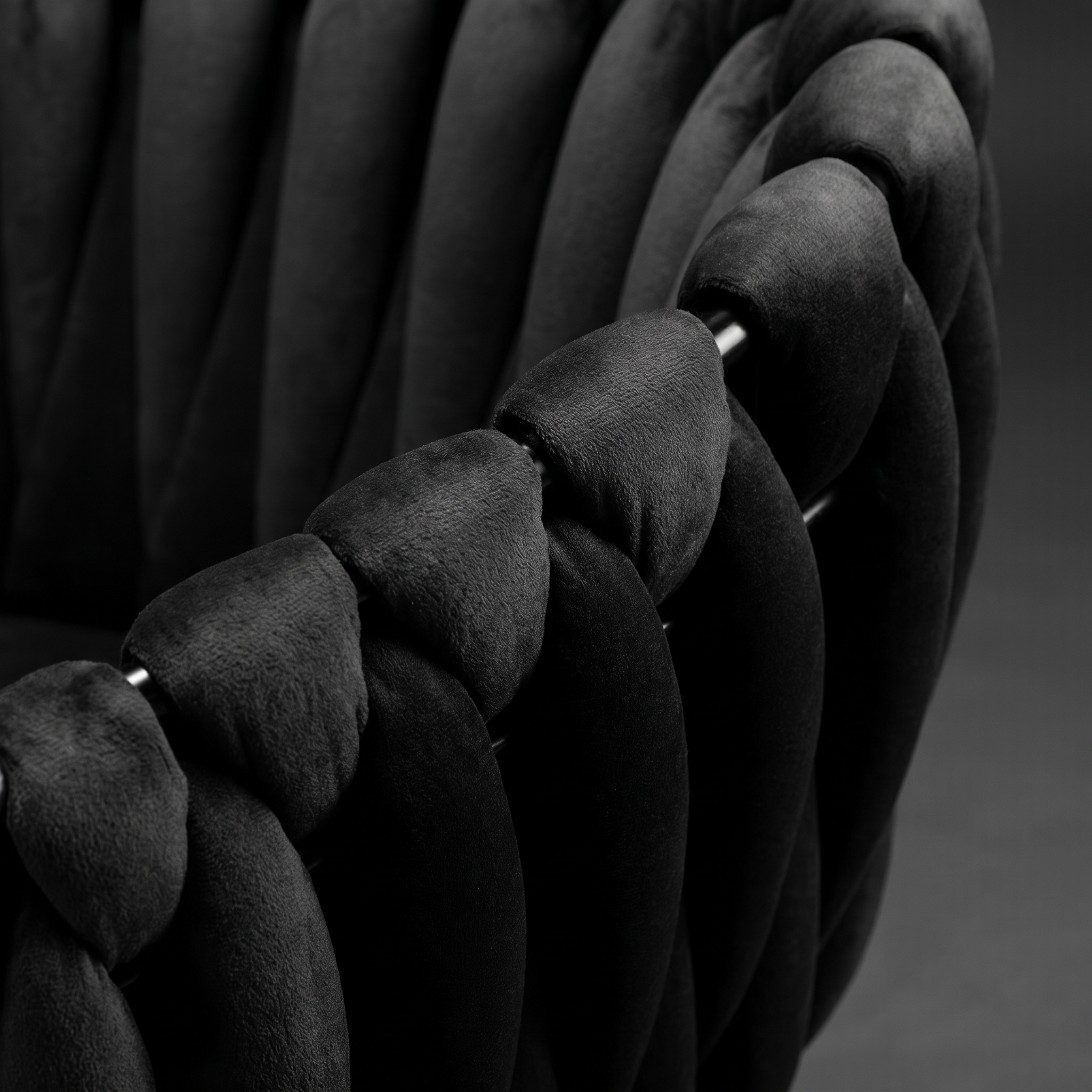 Krzesło welurowe plecione SO BLACK VELVET czarne