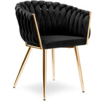 Krzesło welurowe plecione BLACK GOLD VELVET beżowe