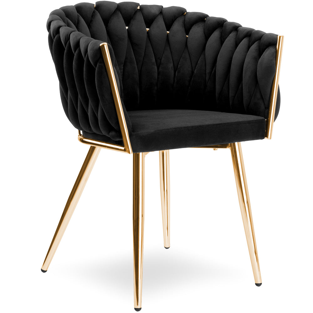 Krzesło welurowe plecione BLACK GOLD VELVET beżowe