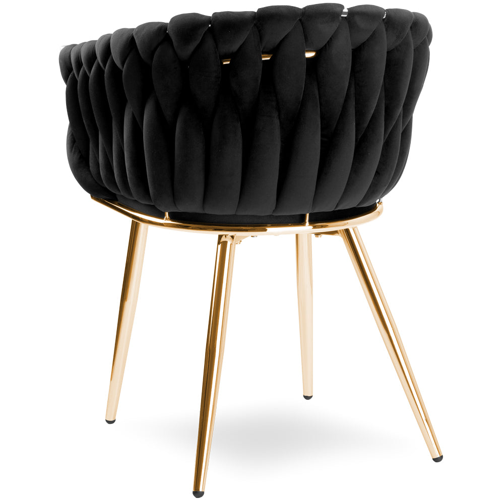 Krzesło welurowe plecione BLACK GOLD VELVET beżowe