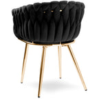 Krzesło welurowe plecione BLACK GOLD VELVET beżowe