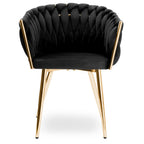 Krzesło welurowe plecione BLACK GOLD VELVET beżowe