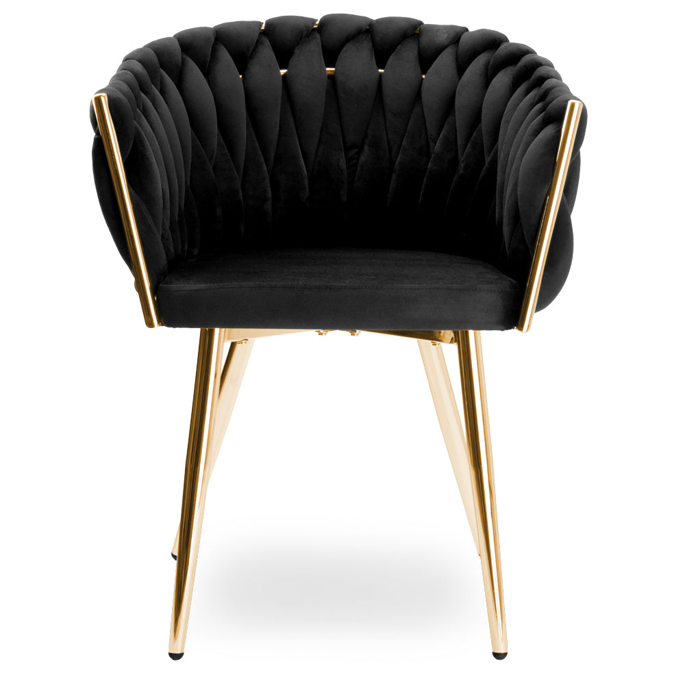 Krzesło welurowe plecione BLACK GOLD VELVET beżowe