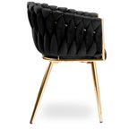 Krzesło welurowe plecione BLACK GOLD VELVET beżowe
