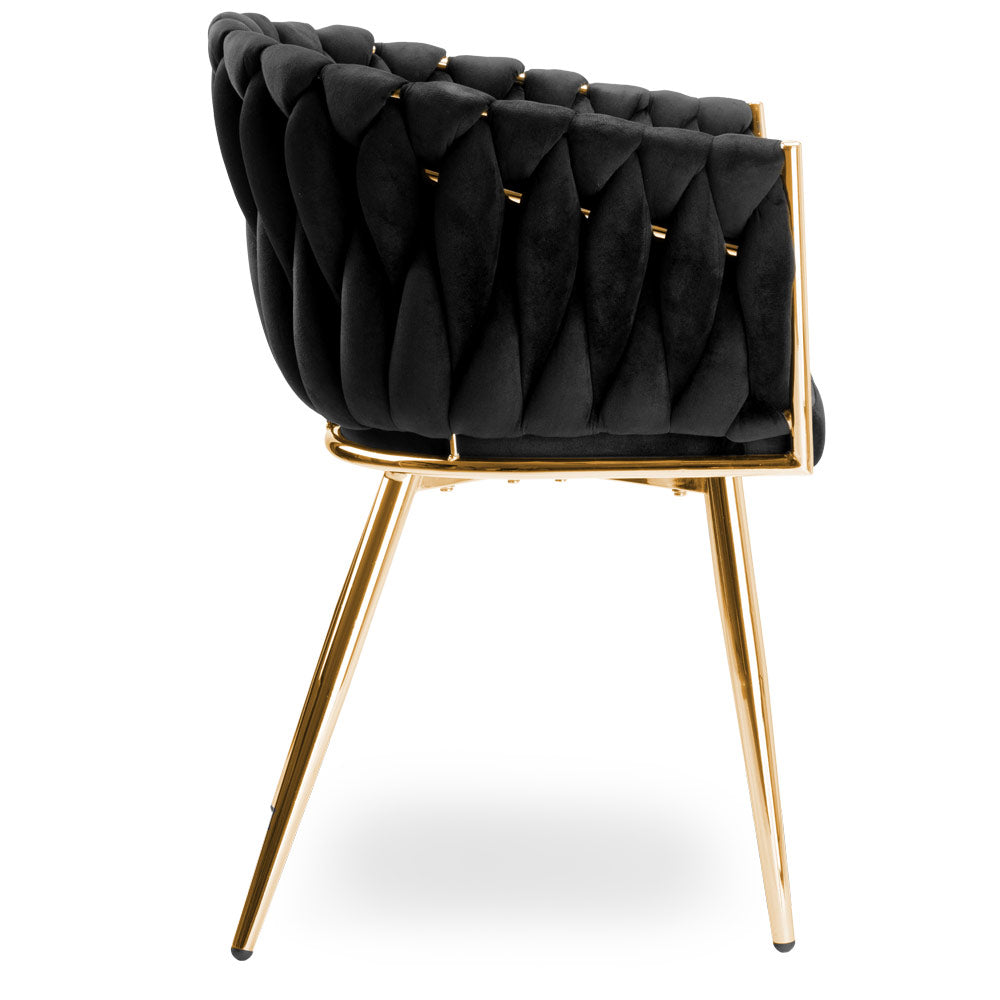 Krzesło welurowe plecione BLACK GOLD VELVET beżowe