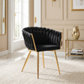 Krzesło welurowe plecione BLACK GOLD VELVET beżowe