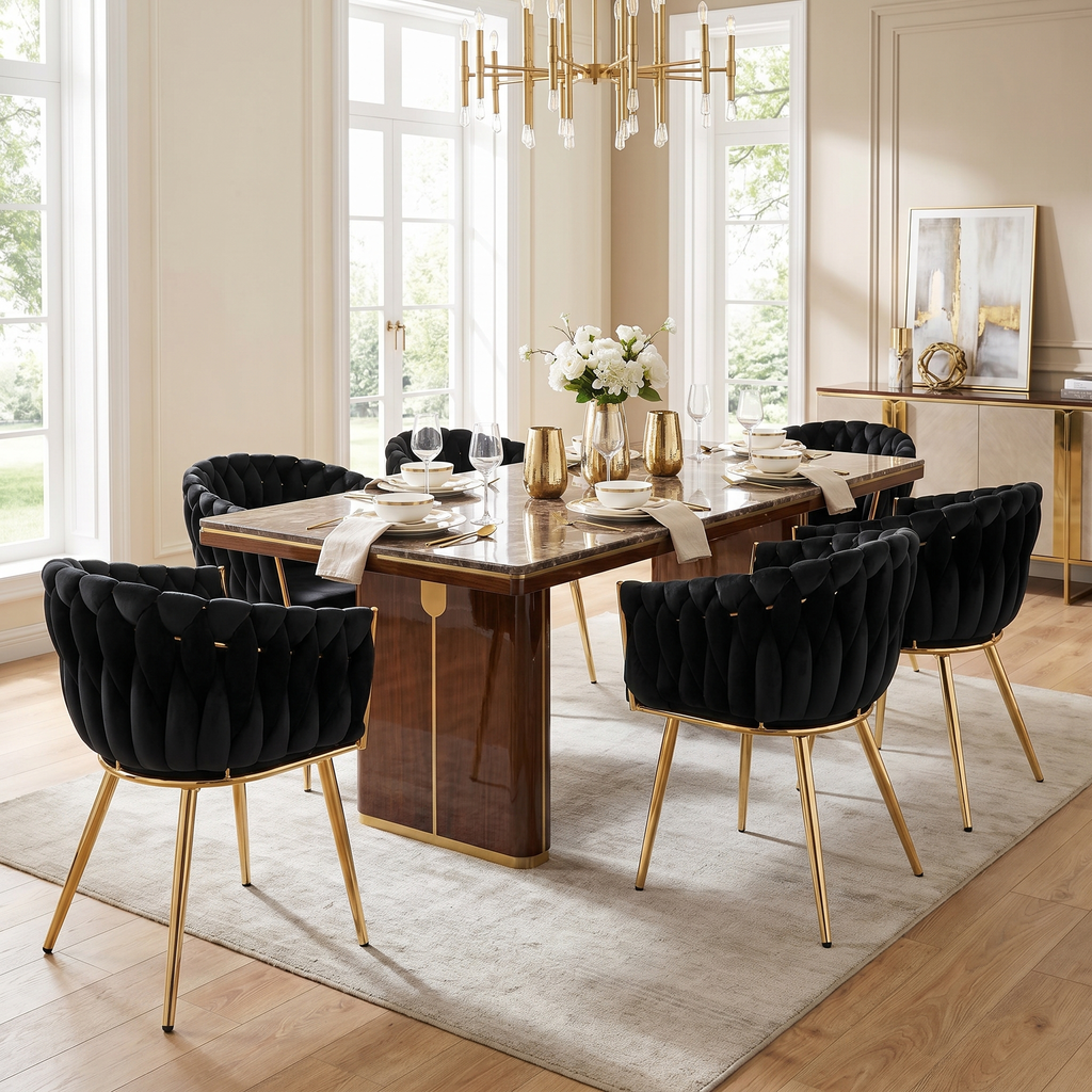 Krzesło welurowe plecione BLACK GOLD VELVET beżowe