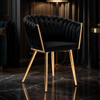 Krzesło welurowe plecione BLACK GOLD VELVET beżowe