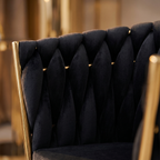 Krzesło welurowe plecione BLACK GOLD VELVET beżowe