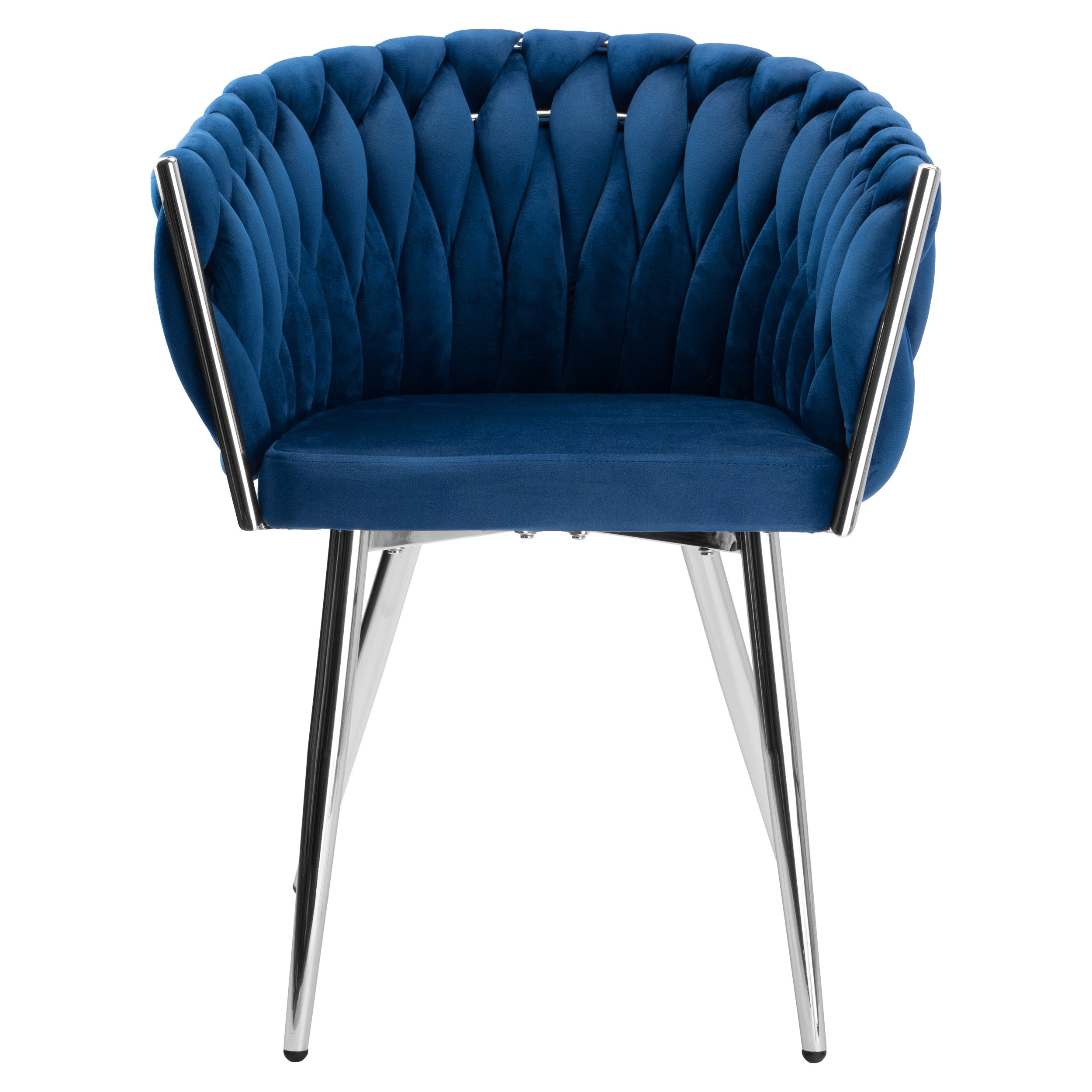 Krzesło welurowe plecione NAVY CHROM VELVET granatowe