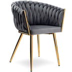 Krzesło welurowe plecione GRAY GOLD VELVET grafitowe