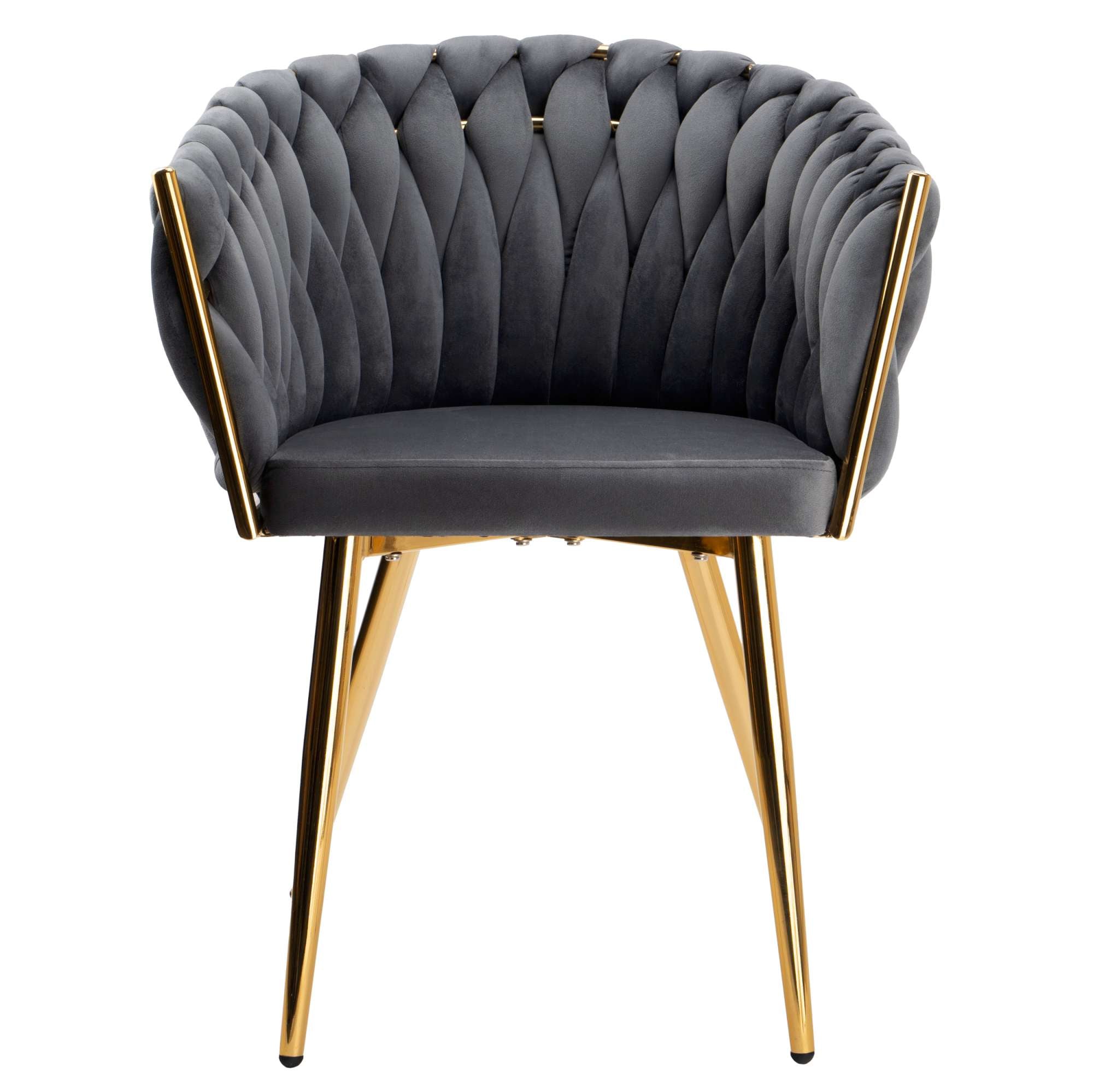 Krzesło welurowe plecione GRAY GOLD VELVET grafitowe