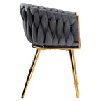 Krzesło welurowe plecione GRAY GOLD VELVET grafitowe