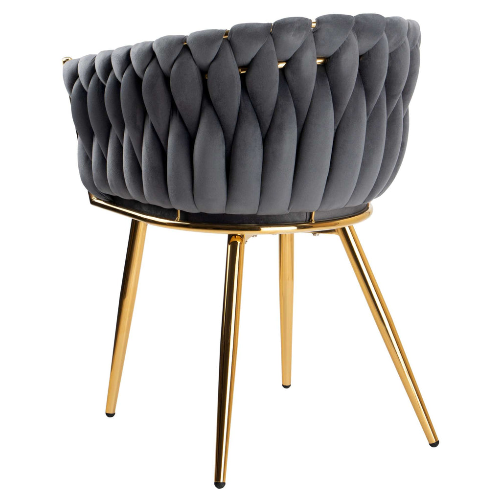 Krzesło welurowe plecione GRAY GOLD VELVET grafitowe
